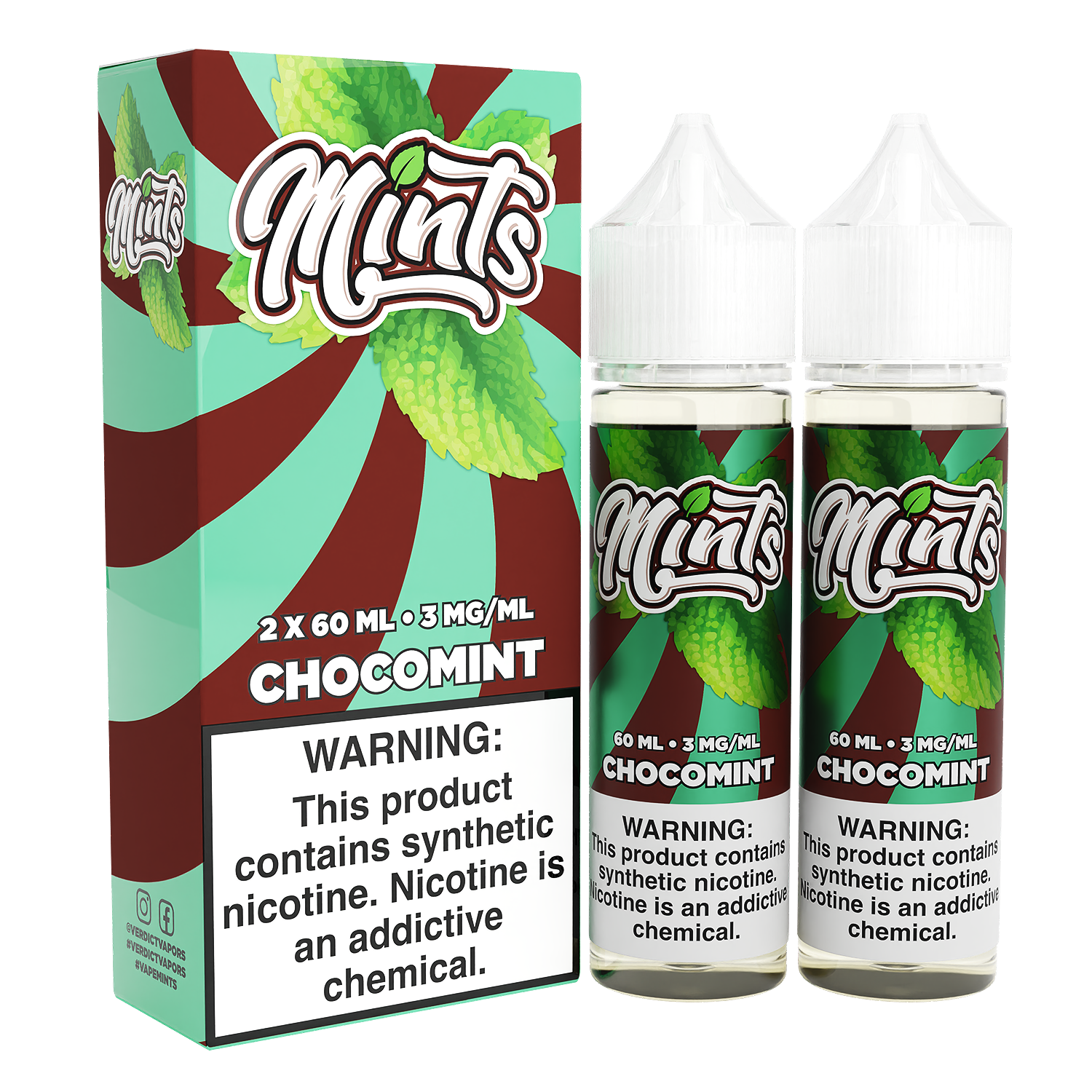Mints Series E-Liquid x2-60mL | Chocomint with packaging