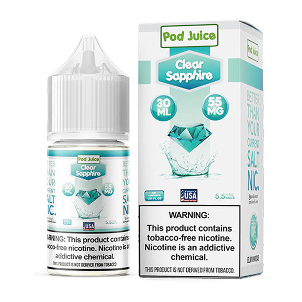 Pod Juice Salt Series E-Liquid 30mL Clear Sapphire with packaging