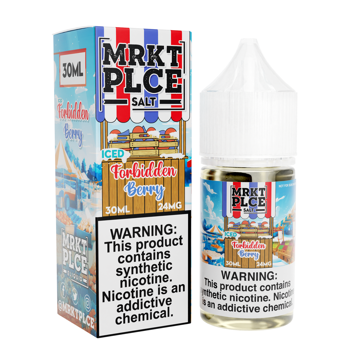 MRKT PLCE Salt Series E-Liquid 30mL (Salt Nic) |  Iced  Forbidden Berry with packaging