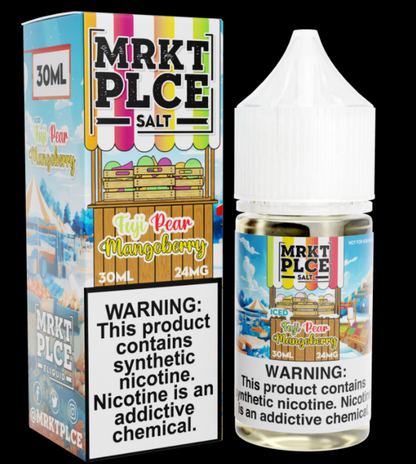 MRKT PLCE Salt Series E-Liquid 30mL (Salt Nic) | Iced Fuji Pear Mango Berry  with packaging 
