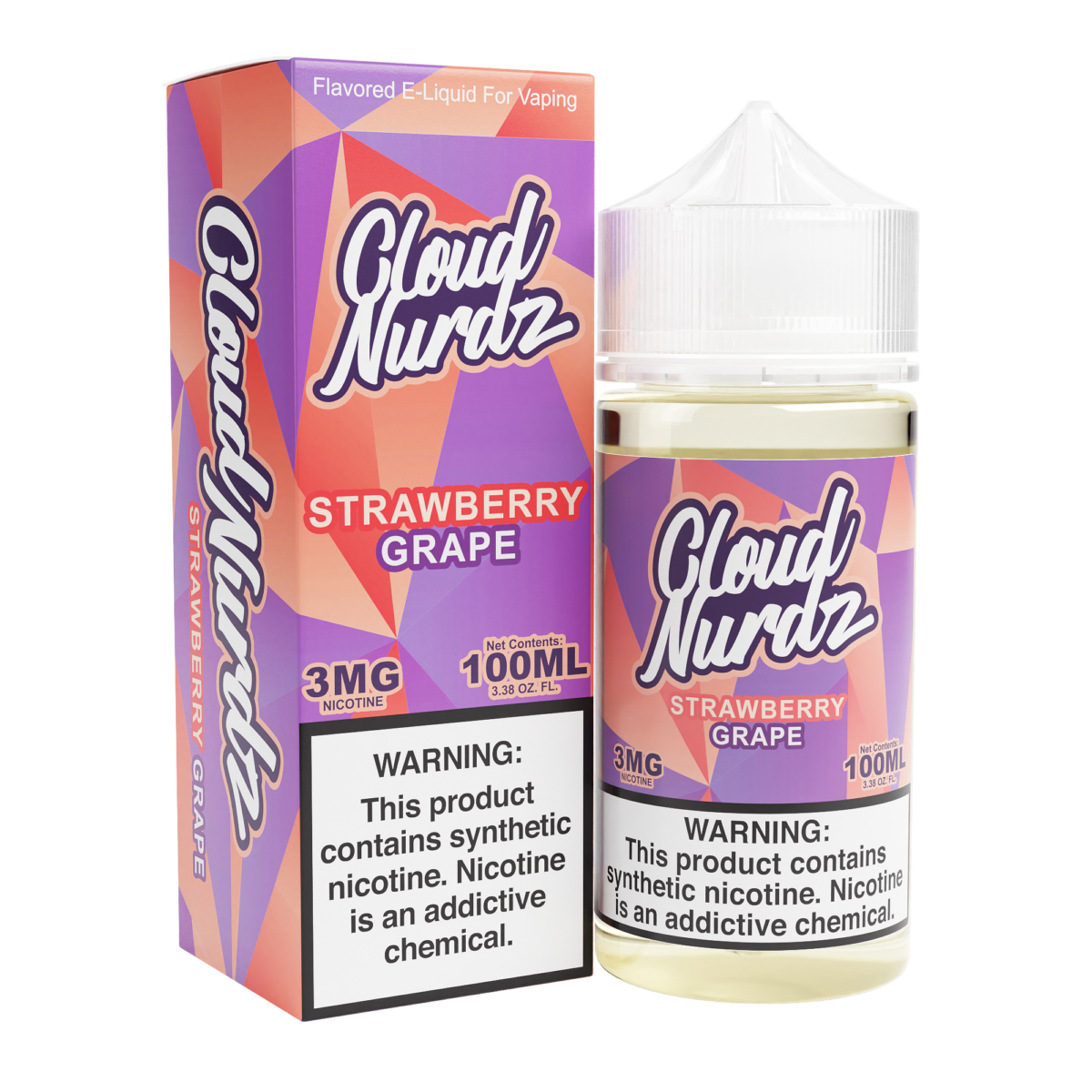 Cloud Nurdz Series E-Liquid 100mL Grape Strawberry with packaging