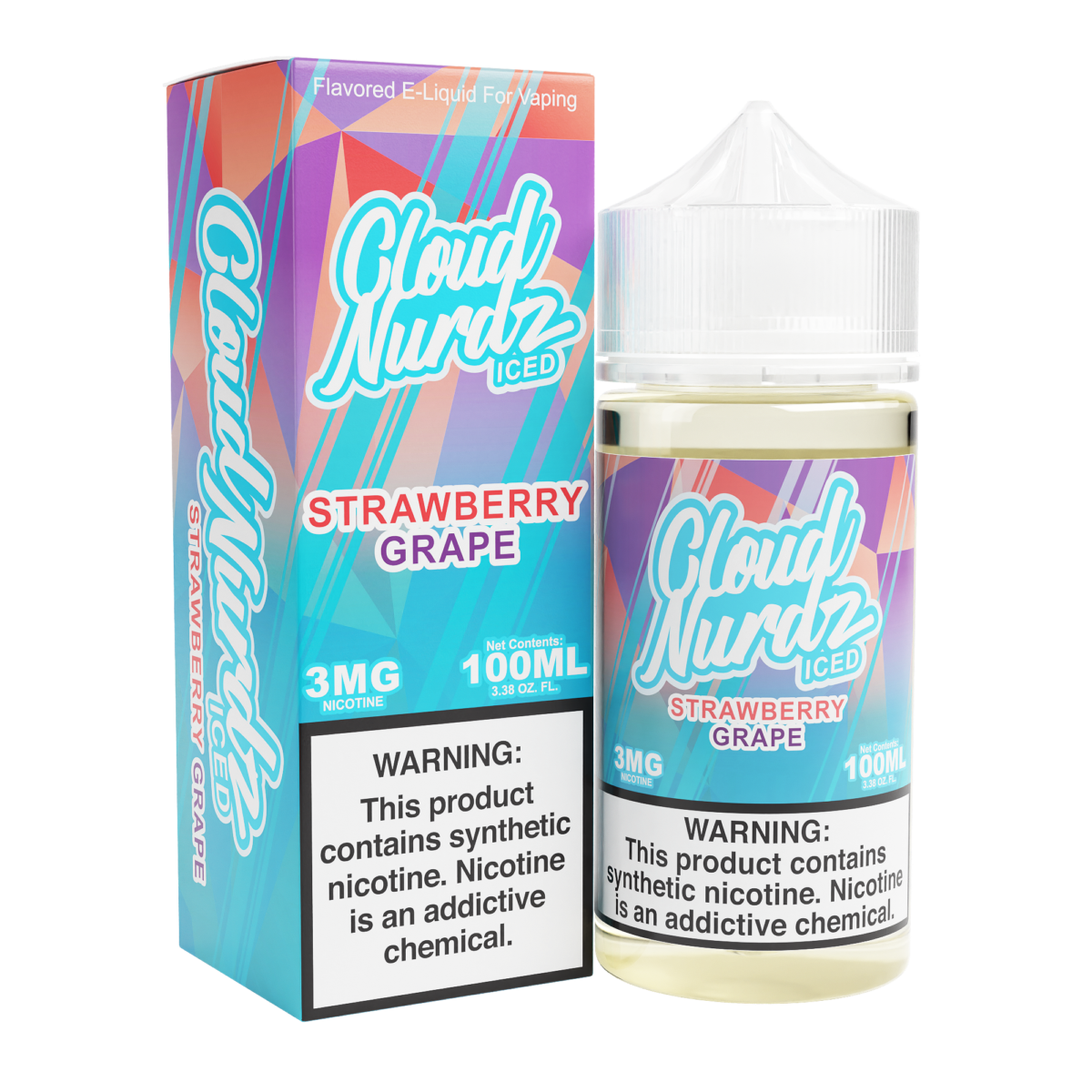Cloud Nurdz Series E-Liquid 100mL Grape Strawberry Ice with packaging