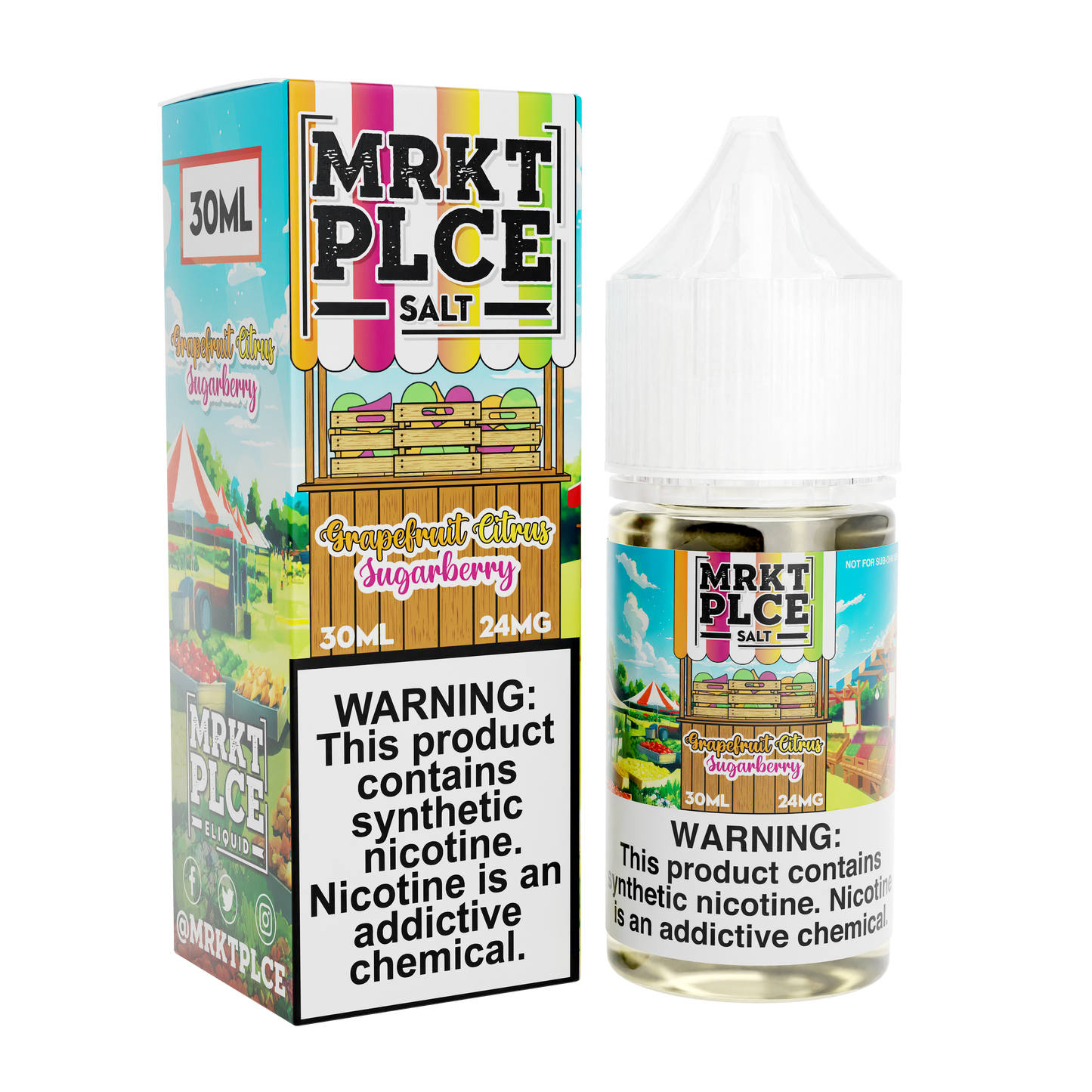 MRKT PLCE Salt Series E-Liquid 30mL (Salt Nic) | Grapefruit Citrus Sugarberry with packaging