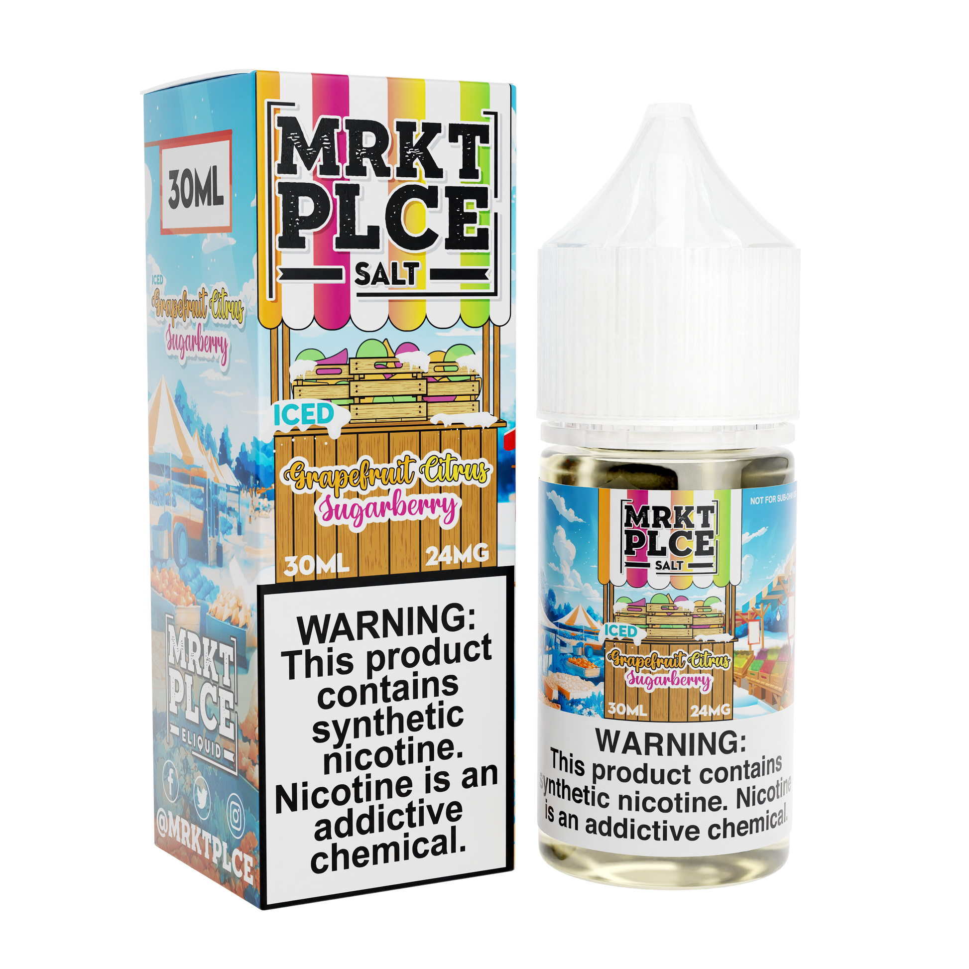 MRKT PLCE Salt Series E-Liquid 30mL (Salt Nic) | Iced Grapefruit Citrus Sugarberry  with packaging