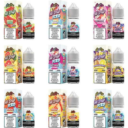 Hi-Drip Salt Series E-Liquid 30mL (Salt Nic) | Group Photo with packaging