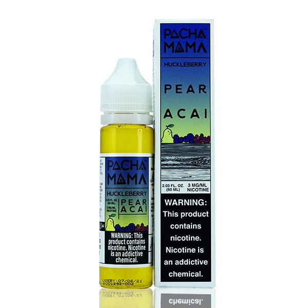 Pachamama TFN Series E-Liquid 60mL (Freebase) | Huckleberry Pear Acai with packaging