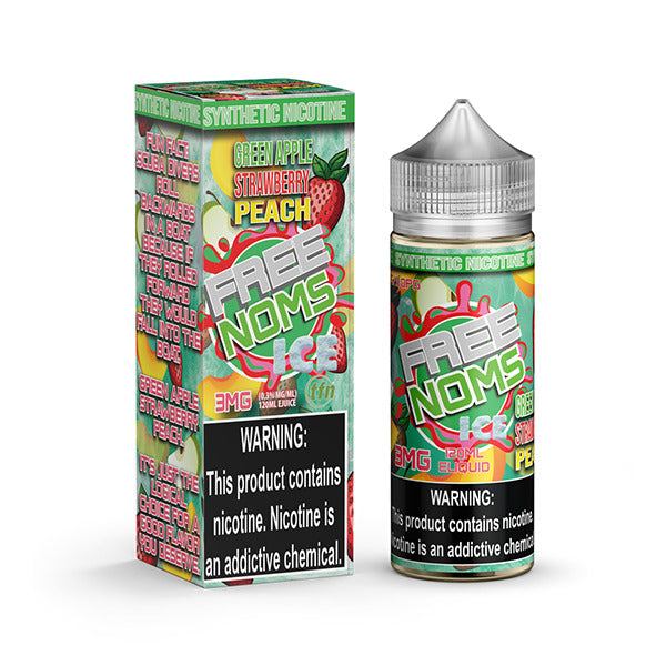 Nomenon and Freenoms Series E-Liquid 120mL (Freebase) | Green Apple Strawberry Peach with packaging