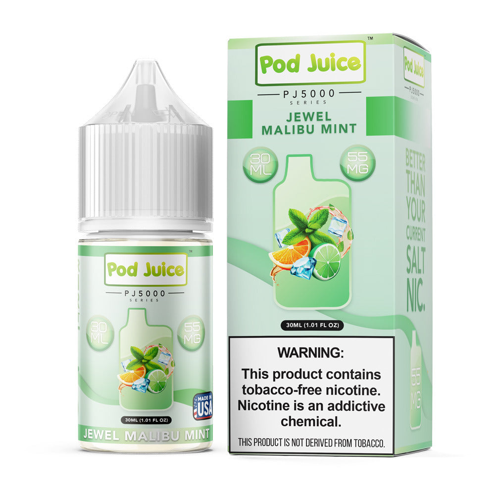 Pod Juice Salt Series E-Liquid 30mL Jewel Malibu Mint with packaging