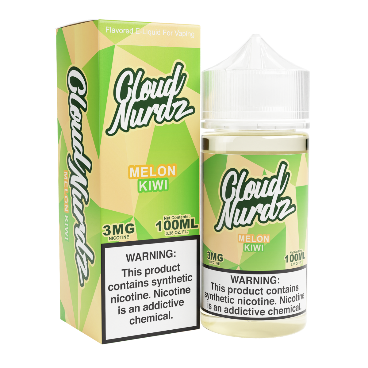Cloud Nurdz Series E-Liquid 100mL Kiwi Melon with packaging