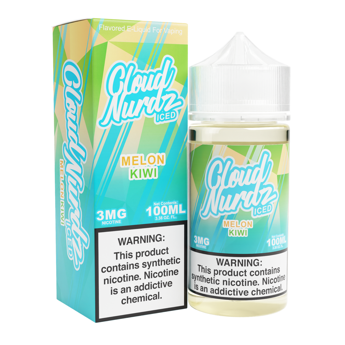 Cloud Nurdz Series E-Liquid 100mL Kiwi Melon Ice with packaging