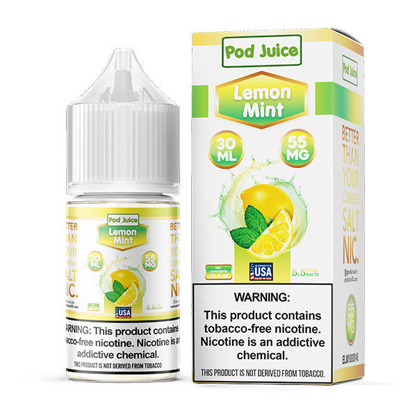 Pod Juice Salt Series E-Liquid 30mL Lemon Mint with packaging
