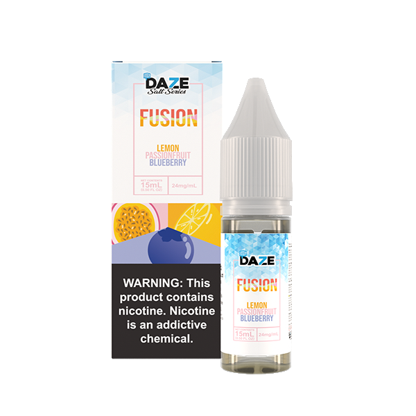 7Daze Fusion Salt Series E-Liquid 15mL (Salt Nic) | 24mg Lemon Passionfruit Blueberry Iced