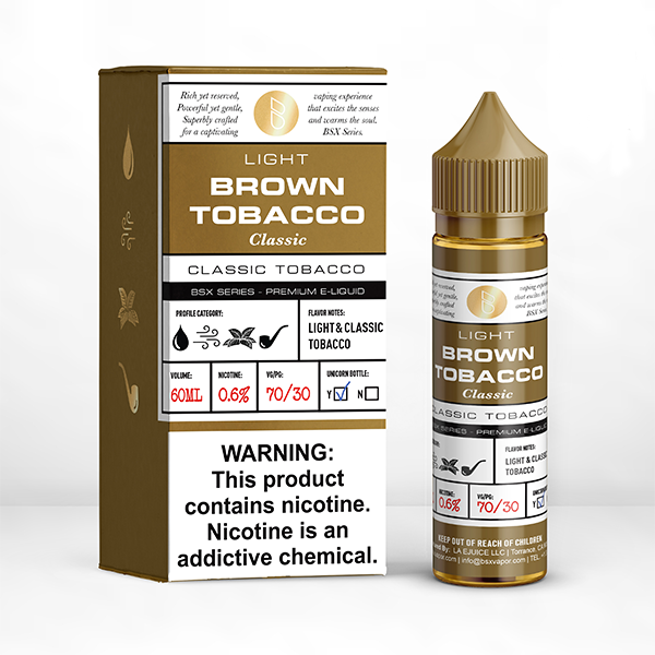 GLAS BSX TFN Series E-Liquid 0mg | 60mL (Freebase) Light Brown Classic Tobacco with Packaging