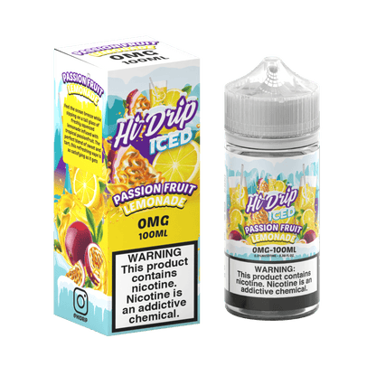 Hi-Drip Series E-Liquid 100mL (Freebase) | Passionfruit Lemonade Iced with packaging