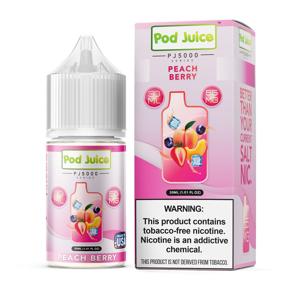 Pod Juice Salt Series E-Liquid 30mL Peach Berry with packaging