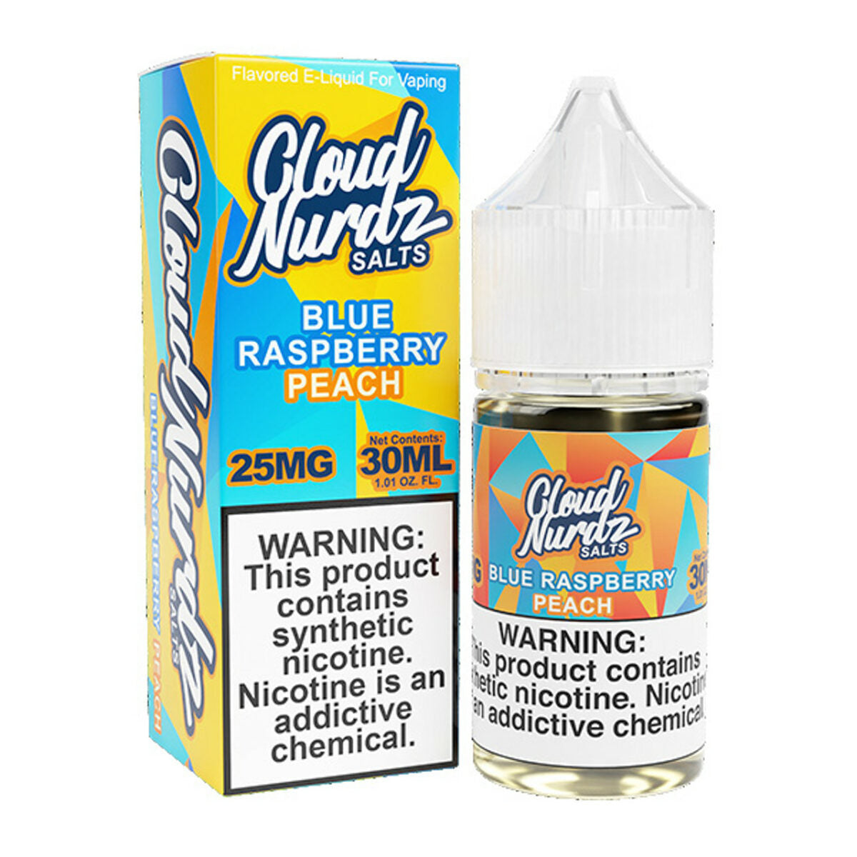 Cloud Nurdz Salt Series E-Liquid 30mL Peach Blue Raspberry with packaging