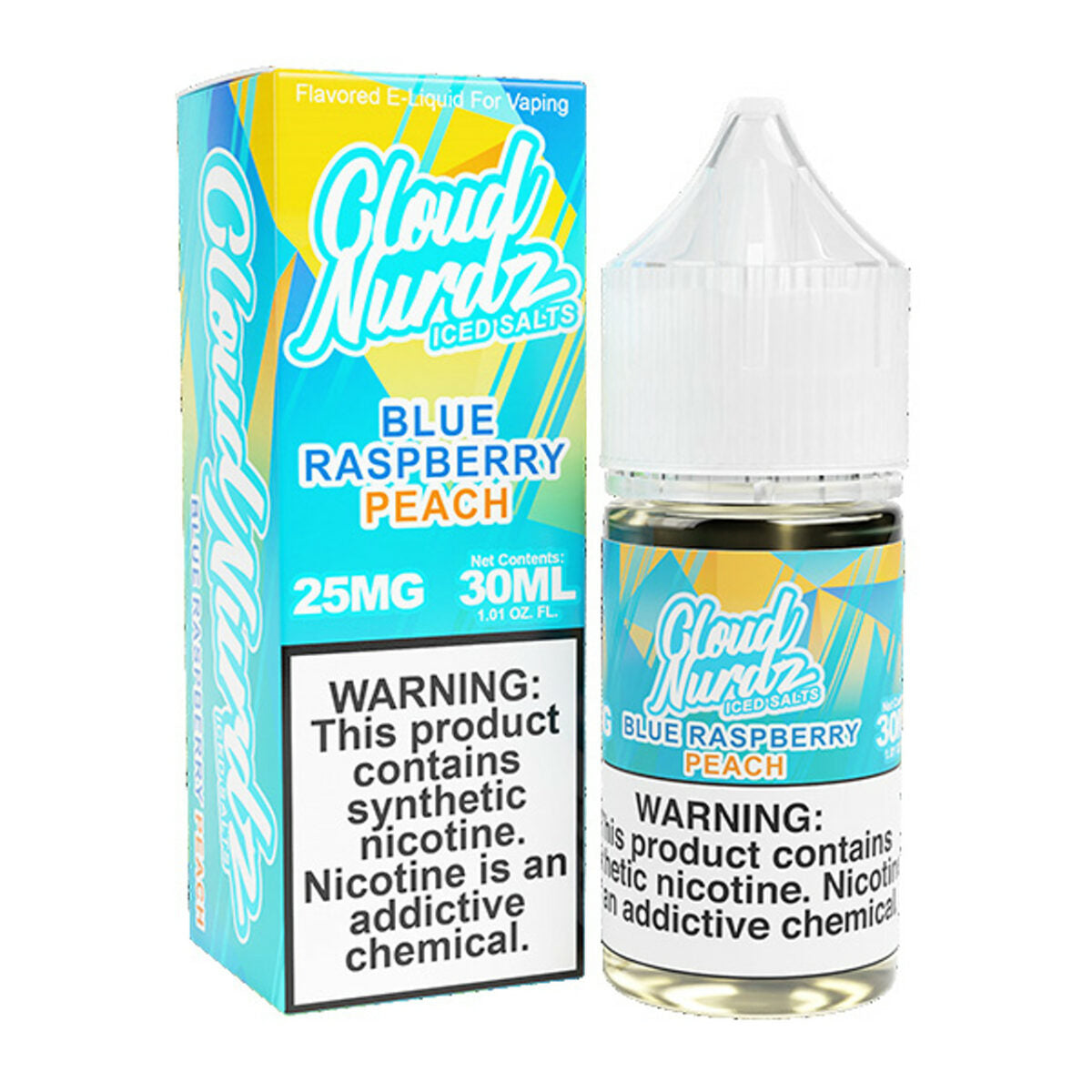 Cloud Nurdz Salt Series E-Liquid 30mL Peach Blue Raspberry Ice with packaging