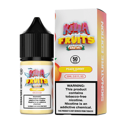 Killa Fruits Signature TFN Series E-Liquid 100mL (Freebase) | Peach Gummy  on Ice with packaging