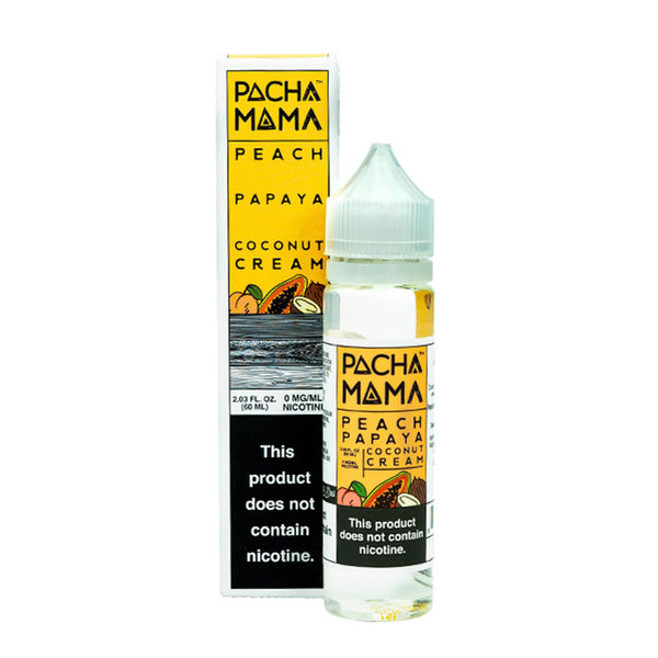 Pachamama TFN Series E-Liquid 60mL (Freebase) | Peach Papaya Coconut Cream with packaging