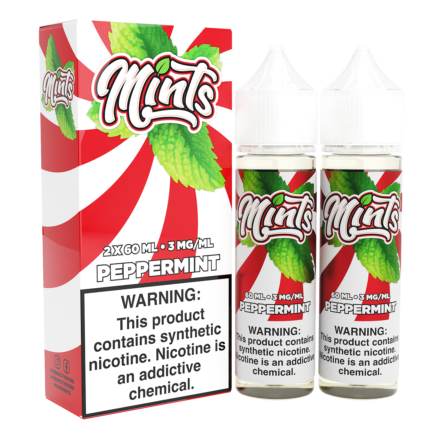 Mints Series E-Liquid x2-60mL | Peppermint with packaging