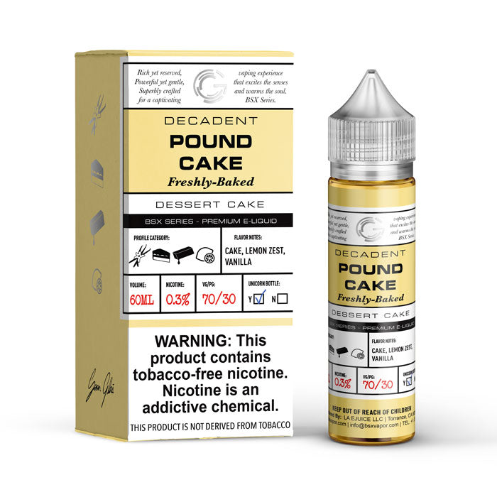 GLAS BSX TFN Series E-Liquid 0mg | 60mL (Freebase) Pound Cake with Packaging