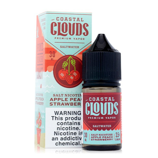 Coastal Clouds Salt Series E-Liquid 30mL (Salt Nic) | Apple Peach Strawberry with packaging