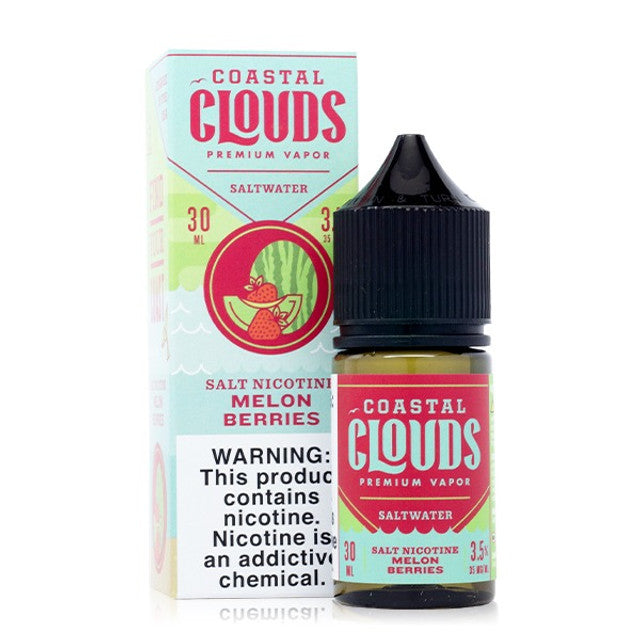 Coastal Clouds Salt Series E-Liquid 30mL (Salt Nic) | Melon Berries with packaging