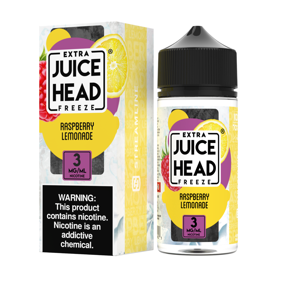 Juice Head Series E-Liquid 3mg | 100mL (Freebase) Raspberry Lemonade Freeze with Packaging