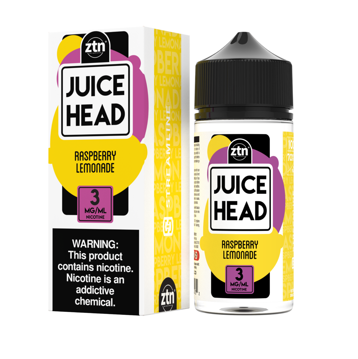 Juice Head Series E-Liquid 3mg | 100mL (Freebase) Raspberry Lemonade with Packaging
