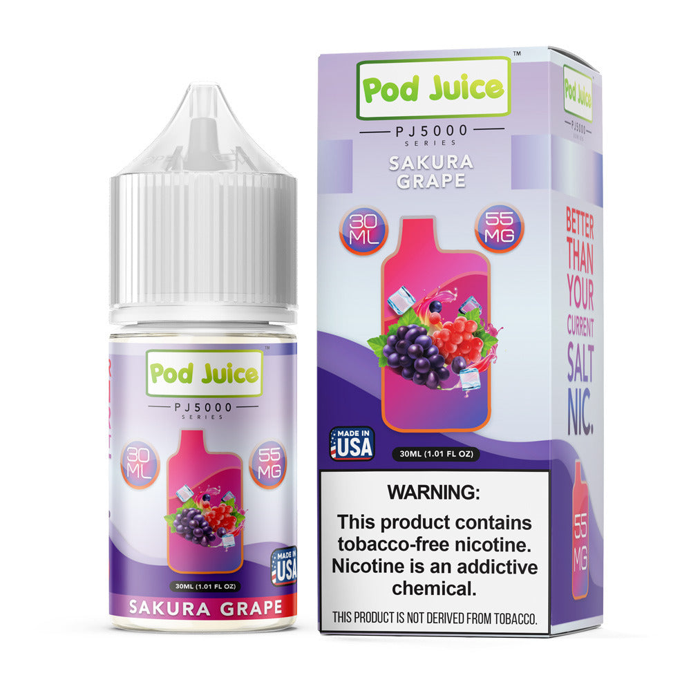 Pod Juice Salt Series E-Liquid 30mL Sakura Grape with packaging