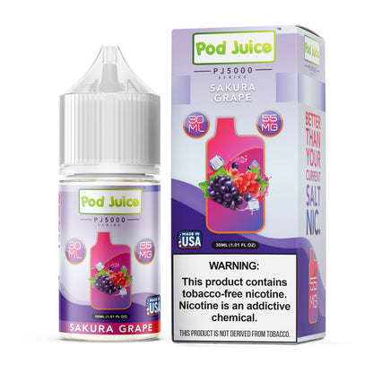 Pod Juice Salt Series E-Liquid 30mL Sakura Grape with packaging