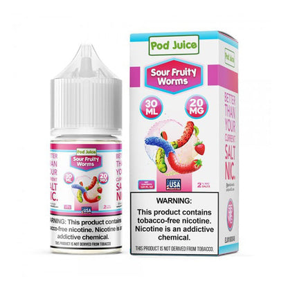 Pod Juice Salt Series E-Liquid 30mL Sour Fruity Worms with packaging