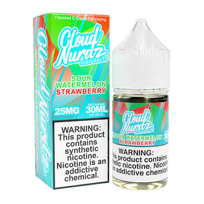Cloud Nurdz Salt Series E-Liquid 30mL Sour Watermelon Strawberry Ice with packaging