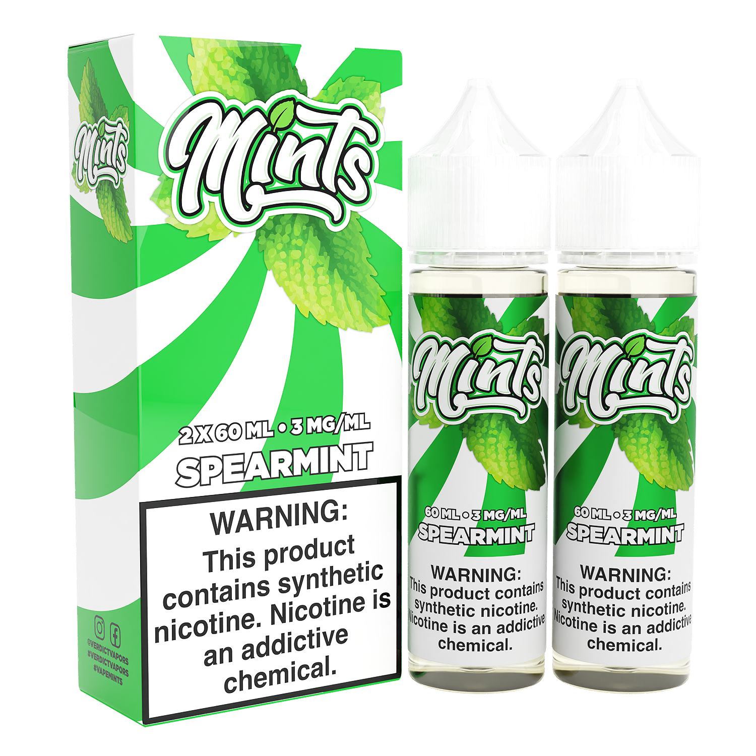 Mints Series E-Liquid x2-60mL | Spearmint with packaging