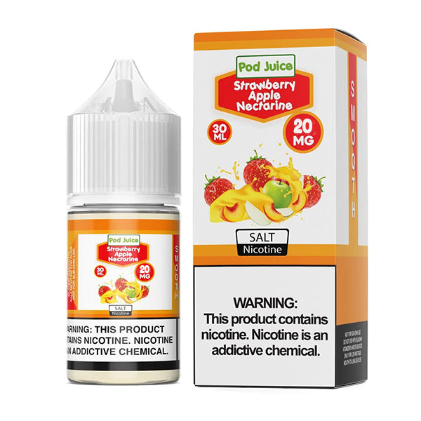 Pod Juice Salt Series E-Liquid 30mL Strawberry Apple Nectarine with packaging