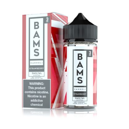 Bam Bam’s Cannoli E-Liquid 100mL (Freebase) | Strawberry Cannoli with packaging