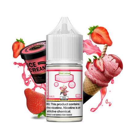 Pod Juice Salt Series E-Liquid 30mL Strawberry Ice Cream bottle