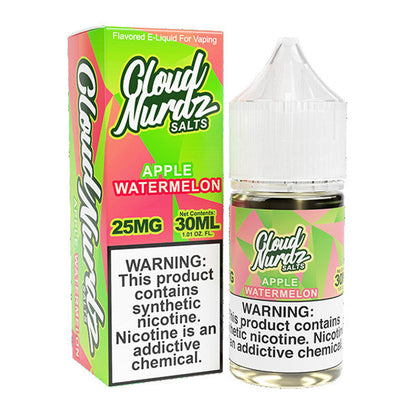 Cloud Nurdz Salt Series E-Liquid 30mL Watermelon Apple with packaging