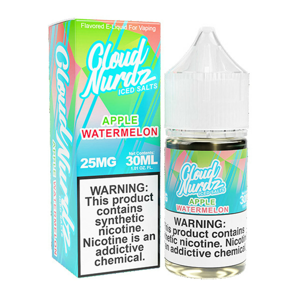 Cloud Nurdz Salt Series E-Liquid 30mL Watermelon Apple Ice with packaging