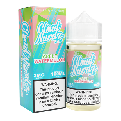 Cloud Nurdz Series E-Liquid 100mL Watermelon Apple Ice with packaging