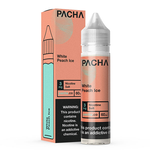 Pachamama TFN Series E-Liquid 60mL (Freebase) | White Peach Ice with packaging