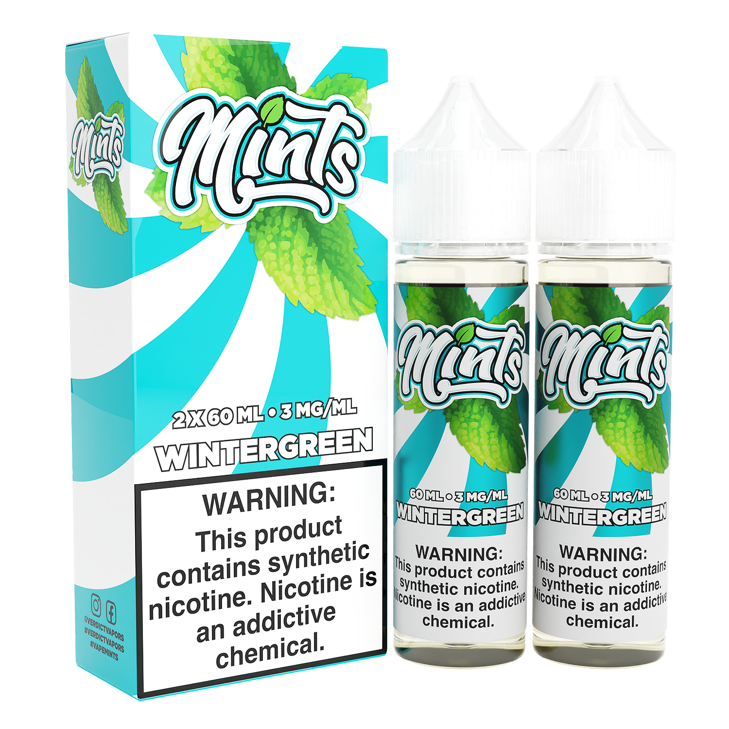 Mints Series E-Liquid x2-60mL | Wintergreen with packaging